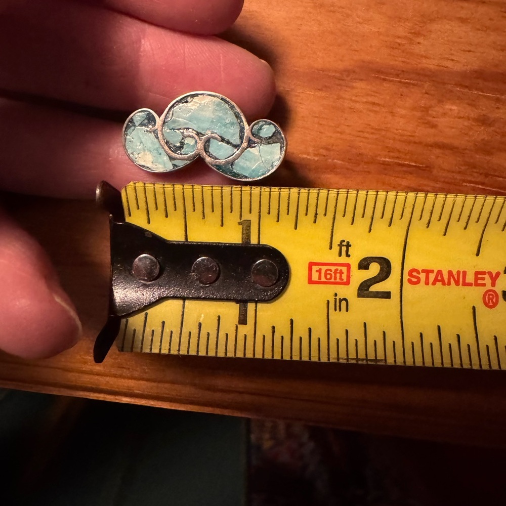 Turquoise Sterling Silver Southwestern Inlay Earrings Vintage Navajo Style - Picture 6 of 6